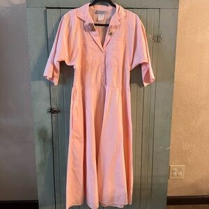 Vintage 80’s Cabrais Women’s Light Pink Button Up Dress